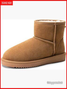 Women's Suede Snow Boots with Faux Fur Lining, Memory Foam, Slip-Resistant